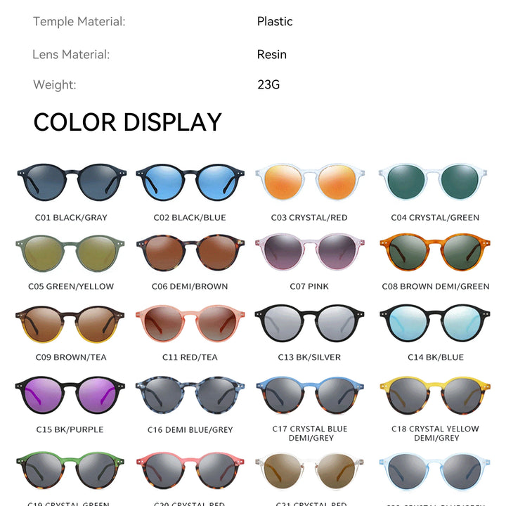 Retro Circular Polarized Sunglasses  Men Women Vintage Small