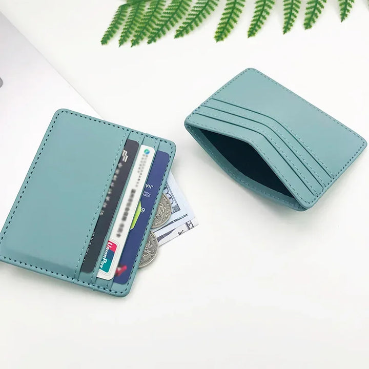 1Pc Pu Leather ID Card Holder Candy Color Bank Credit Wallet Multi Slot Slim Card Case Wallet Women Men Business Card Cover