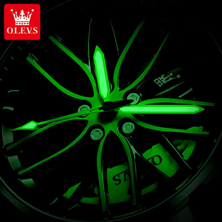 OLEVS Wheel Men's Luxury Watch Waterproof Rotary Sport Car Rim Man