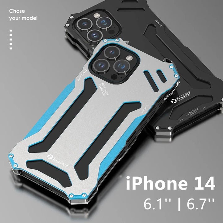 Heavy Duty Metal Case For IPhone 13 14 15 Pro Max Plus Shockproof Aluminum Phone Cover For IPhon 11 12 Pro Max XS XR Hard Cover