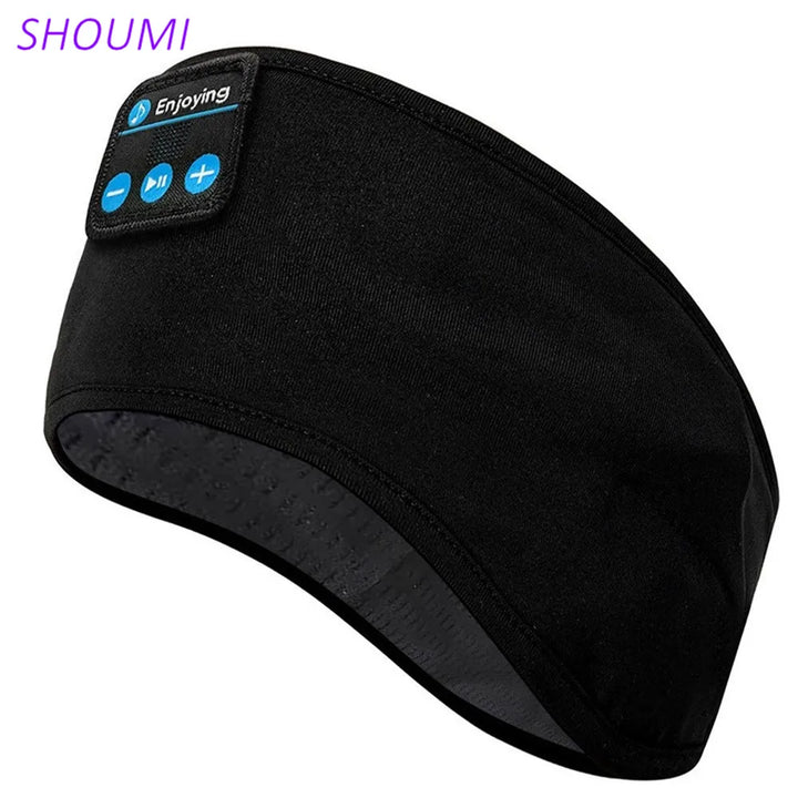 Shoumi Music Bluetooth Bandana Sleeping Headphones Sports Headband Thin Comfortable Wireless Earphones Eye Mask for Side Sleeper