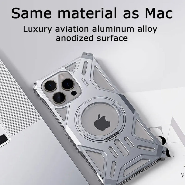 Magnetic Stand Metal Phone Case For Iphone 13 14 15 Pro Max Plus Hollow Luxury Aluminum Alloy Phone Cover For IPHON 14 15 Promax