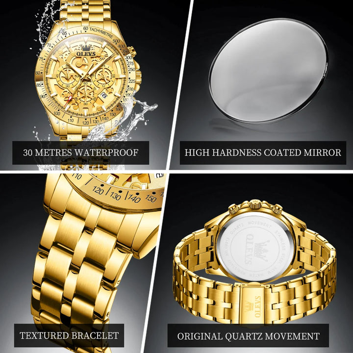 Men's Watches Gold Luxury Hollow Out Style Original Quartz Watch