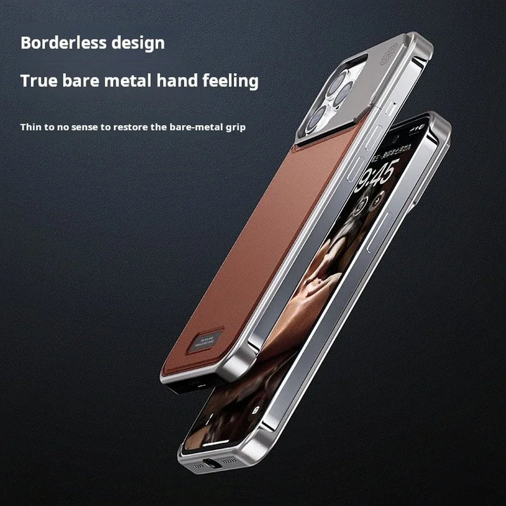 Luxury Leather Metal Phone Case For Iphone 13 14 15 Pro Max Magnetic Aluminum Fragrance Phone Cover For IPHON 13 14 15 Promax