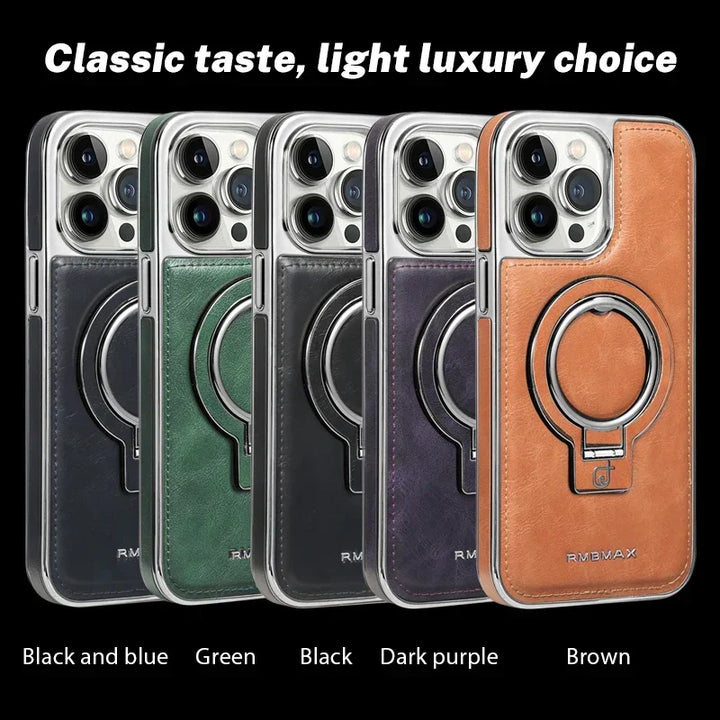 Leather Invisible Stand Phone Case For iPhone 11 12 13 14 15 Pro Max Business Holder Cover Magsafe For IPHON 12 13 14 15 Promax